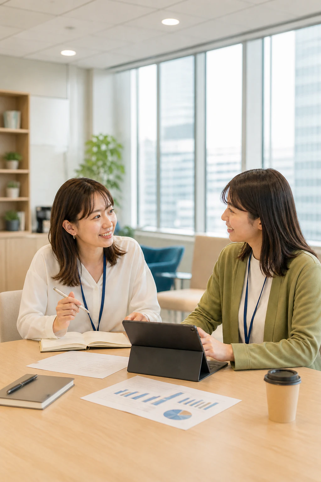 打ち合わせを行う社員
